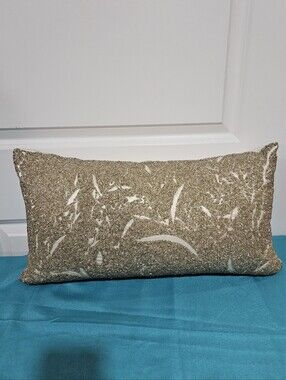 Hudson Park Collection Reeds Beaded Decorative Pillow- Gold
